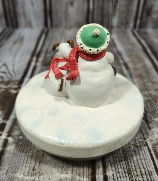 Hallmark Snowman With Dog Candle Jar Topper 2.75h X 2.9w - Picture 3 of 5